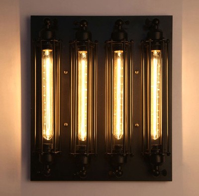 American retro loft lamps industrial style cafe bar barbecue restaurant dining room balcony wrought iron flute wall lamp