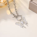 Sweater necklace wholesale european and american cross-border personalized jewelry women's butterfly niche high-end ot buckle autumn and winter accessories necklace