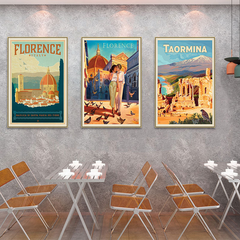Italian landscape decoration painting retro nostalgic hotel KTV box hanging painting restaurant hotel homestay building mural