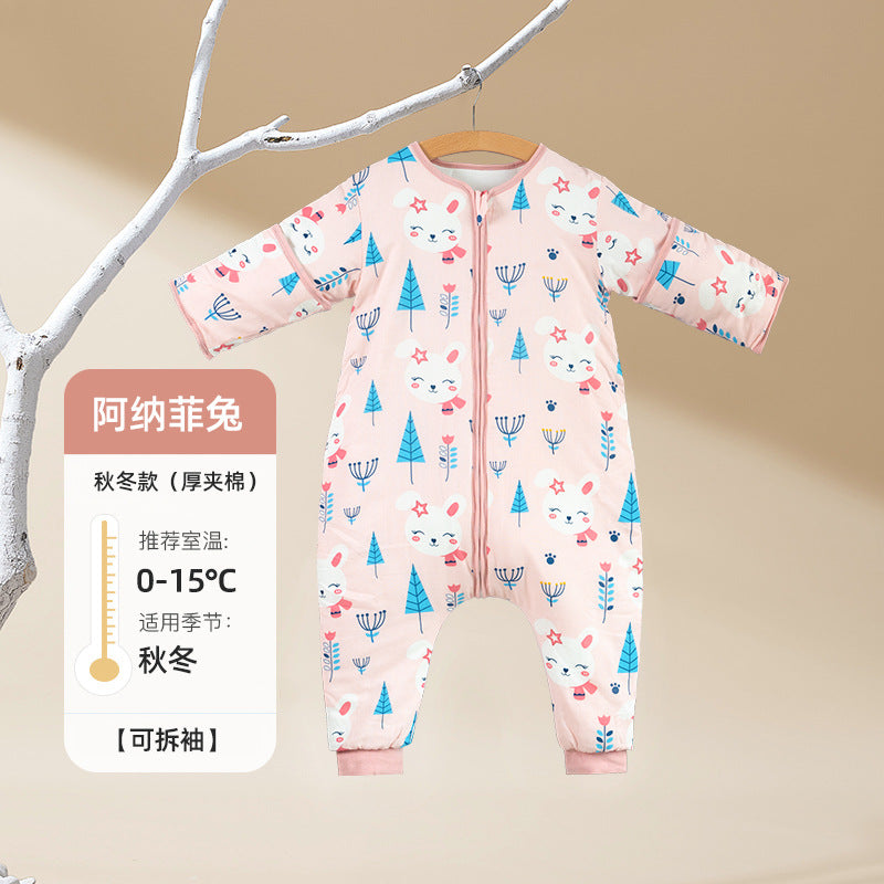 Baby sleeping bag - spring, autumn, and winter - baby legged sleep sack - anti-kick blanket - kids' thickened pure cotton gauze - all-season use