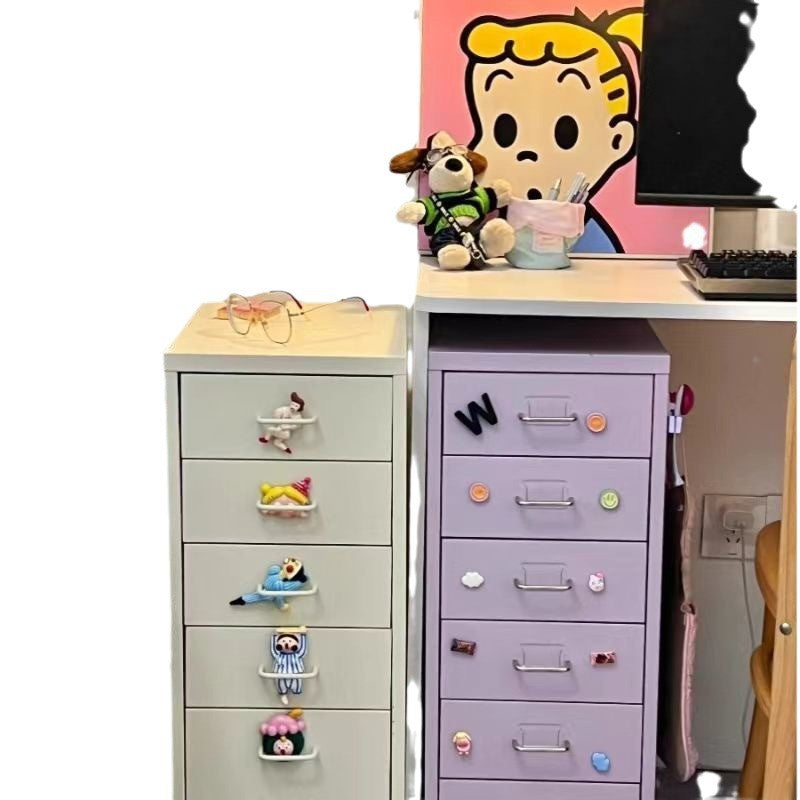 Wrought iron storage cabinet - multi-tier drawer unit for living room, bedroom, and girls' room - cute and practical floor-standing combination storage cabinet