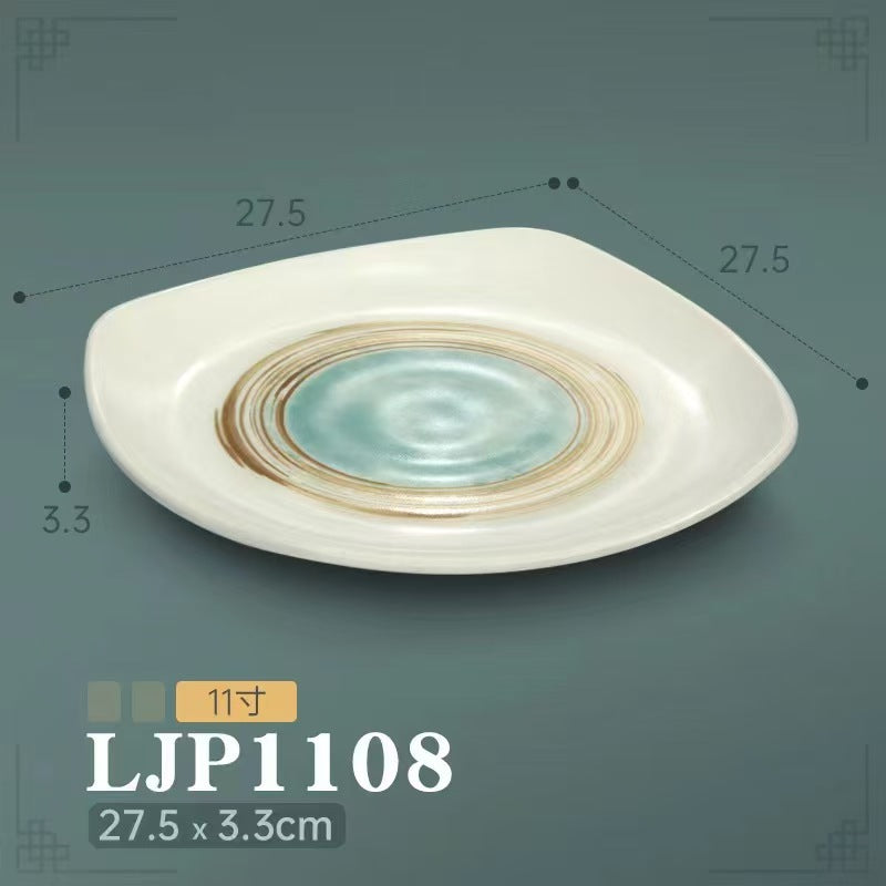 Melamine hot pot side dish plate beef plate imitation porcelain sushi plate korean style barbecue dish plate palace style hotel bowl and dish suit
