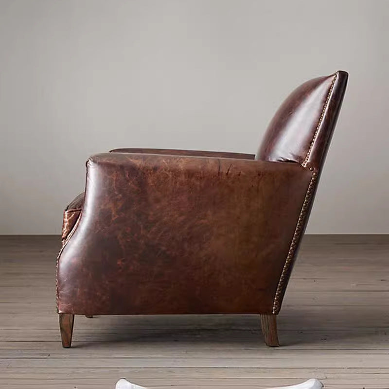American country leather sofa retro oil wax leather single chair modern accessible luxury living room small casual sofa chair