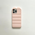 3d cat ear striped case for apple 17 pro max iphone 16 - large hole side cat paw soft case