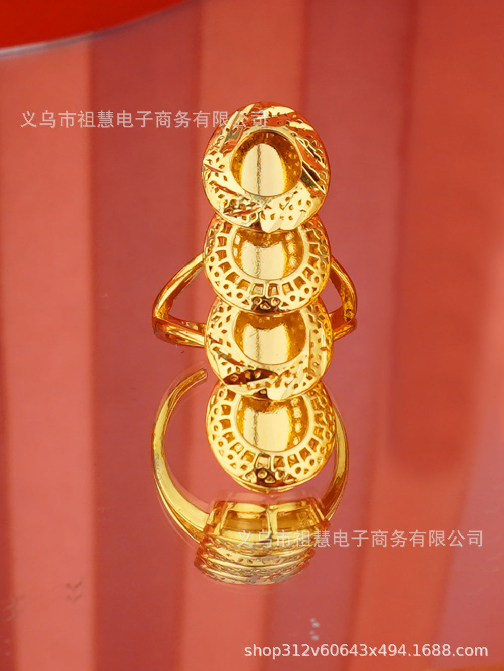 Women's dubai 24k gold plated ring african bridal jewelry single style fashion adjustable size ring