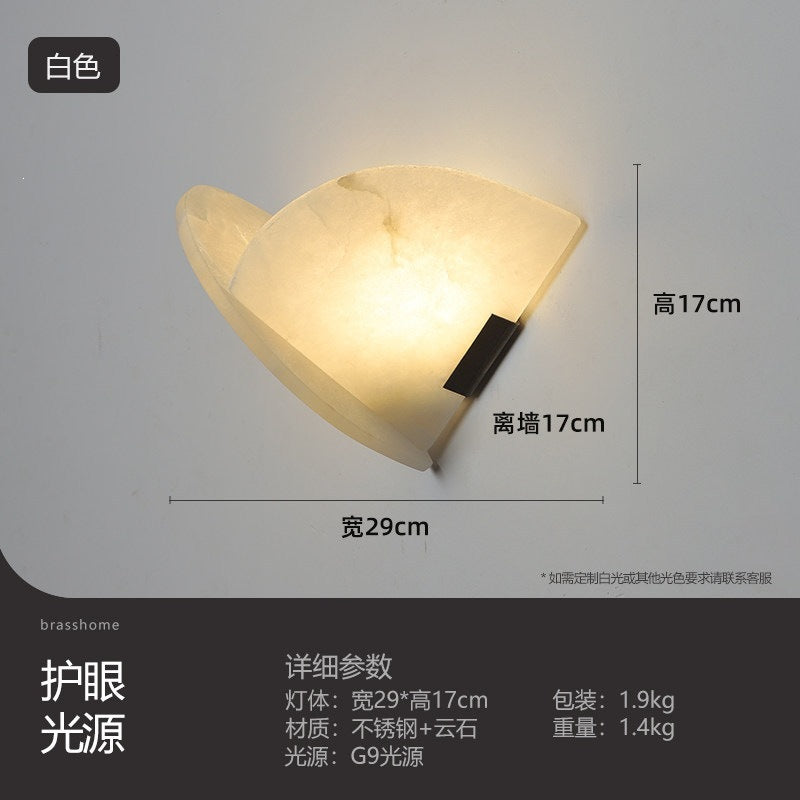 accessible luxury designer marble wall lamp bedside postmodern casual bedroom living room background atmosphere lamp