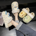 Women's winter waterproof cotton slippers - thick sole, fleece lined, closed toe, cute & cozy indoor slippers for students & dorms - removable warm insole