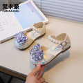 Vancahao niche design girls' rhinestone princess shoes,  spring/autumn new collection, kids' fashion pearl-embellished closed-toe sandals