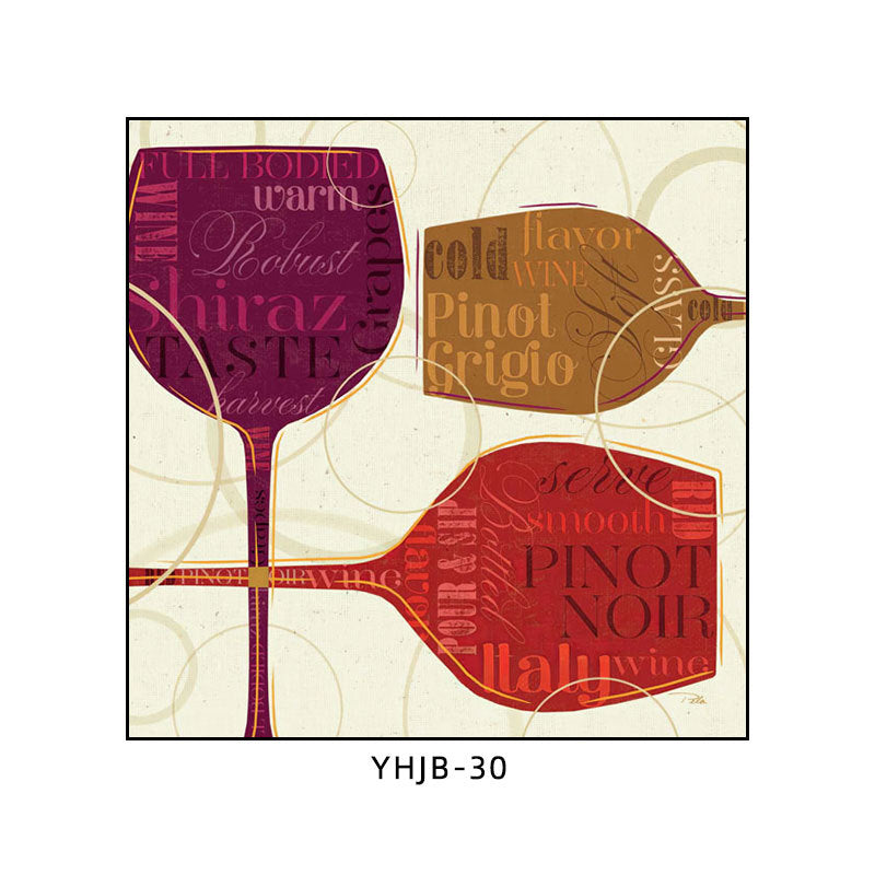 American bar decorative painting retro industrial style creative KTV box red wine glass hanging painting nostalgic wine mural