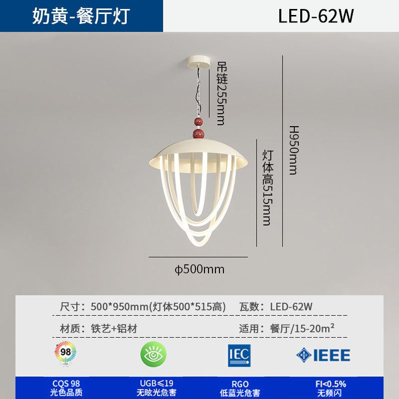 Cream wind creative belt master bedroom chandelier 2025 new full spectrum designer personalized restaurant room lighting