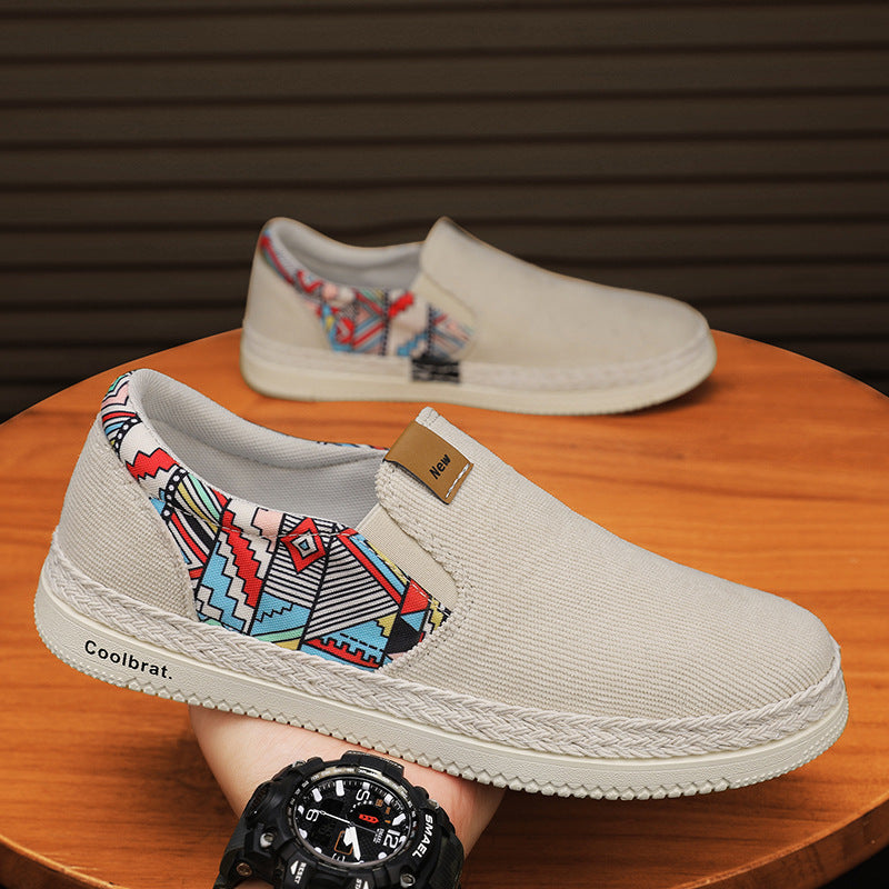 2026 spring canvas sneakers casual board shoes ethnic style men's slip-on lazy old beijing cloth shoes trendy men's footwear