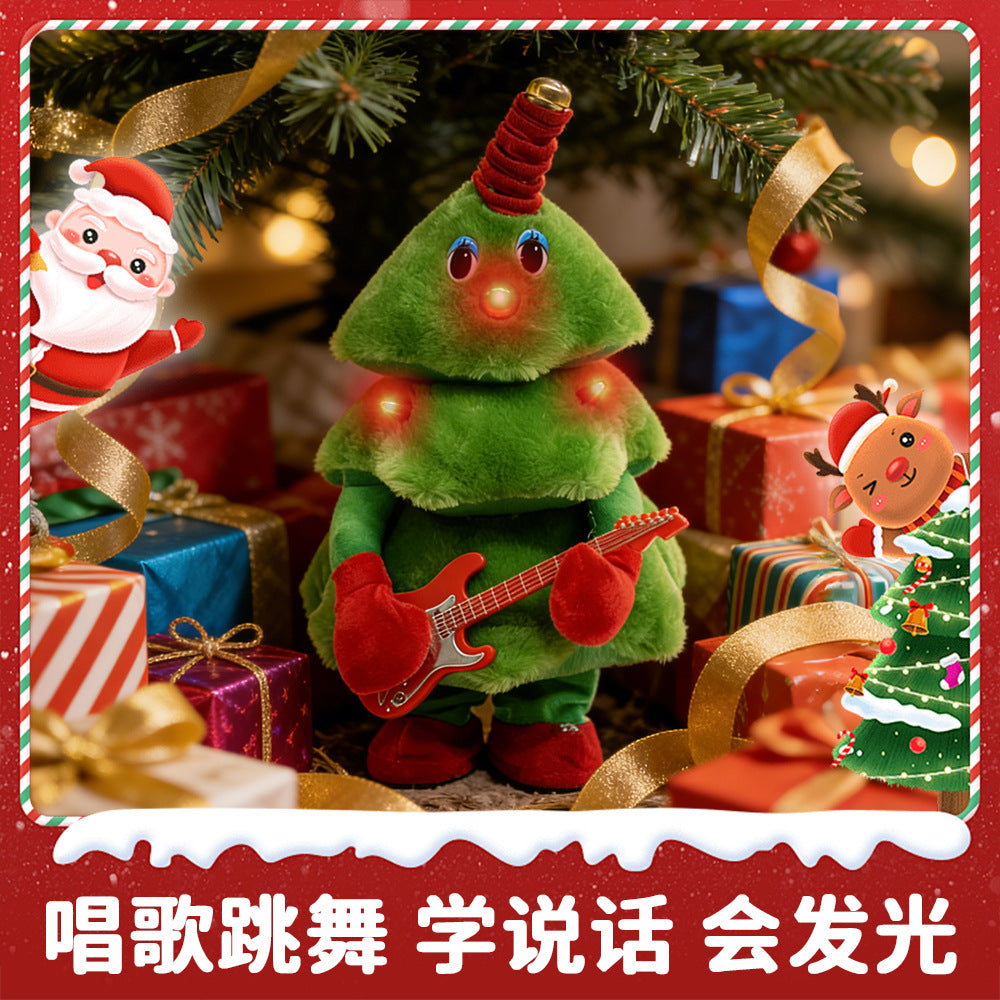 Christmas electric dancing doll light up singing talking reindeer christmas tree plush toy - top choice for christmas gifts