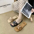 Export slippers k-style trendysummer one-line easiest for matchnew arrival beach soft bottom indoor fashioncouple women's sequin
