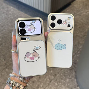 "greedy kitten fish" instantly transform apple 17 pro phone case - soft, cute, and fresh iphone 16/15 electroplated case