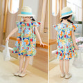 Ojitu all-cotton a-line dress - spring collection for girls (toddler & little kids) - lace sleeve, cartoon print, children's dress