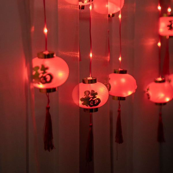New Year's blessing red lantern decorative light LED hanging light Spring Festival festive curtain lantern string New Year's decoration lantern