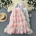 Fairy wind 3d floral mesh midi skirt - women's summer high-waisted a-line skirt - french chic, soft & versatile tulle skirt