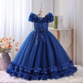 Export girl dress mesh long mesh through flower classyelegancein stock 8 to 12 years old clothing wholesale in stock