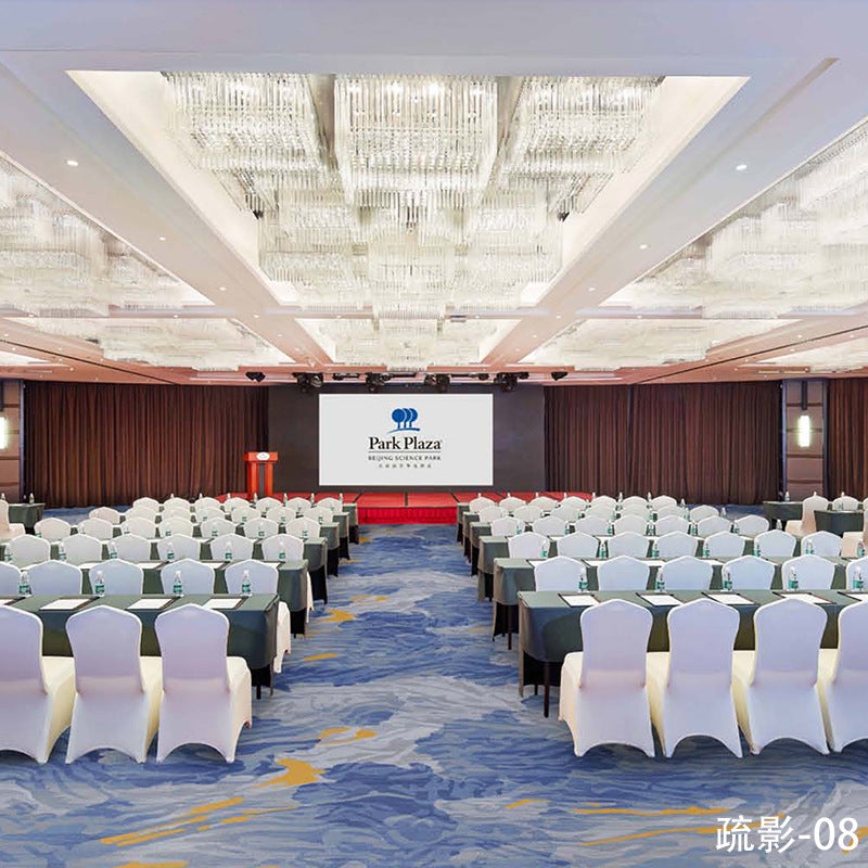 Custom carpets for hotel banquet halls, corridors, and aisles - fire-retardant, full-spread nylon printed carpets for restaurants and dining rooms