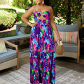 D299 cross-border summer new arrivals: european and american style sexy camisole dress, printed sleeveless sexy backless foreign trade maxi dress