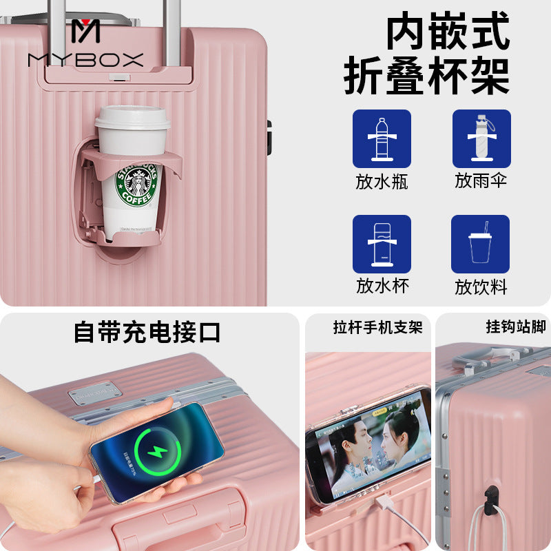 MYBOX light noise reduction suitcase shock absorption silent trolley case durable PC material silent large capacity suitcase