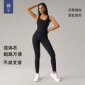 fashion nude back yoga jumpsuit with breast pad and elastic peach butt lifting yoga fitness pants dlt007