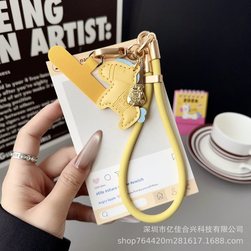 Simple liquid mobile phone lanyard, instant money, leather pendant, accessible luxuryclassyeasiest for matchfashion keychain, anti-lost rope