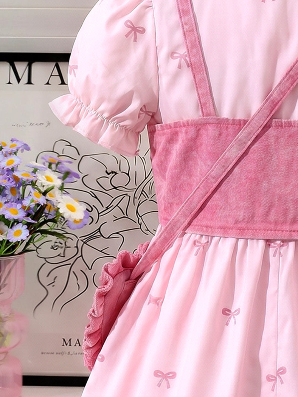 european and american cross-border girls' shirt dress, vest design, with heart-shaped bag three-piece set for girls