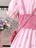european and american cross-border girls' shirt dress, vest design, with heart-shaped bag three-piece set for girls
