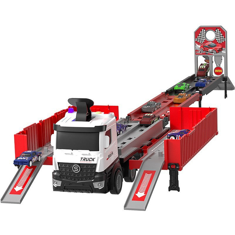 Kids' transforming ejection truck track car engineering storage container car truck boy's toy cross-border wholesale