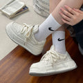 Niche stylecasual sneakers for women 2026new arrivalspringthick solejapanese style white shoespreppy style breathable sneakers