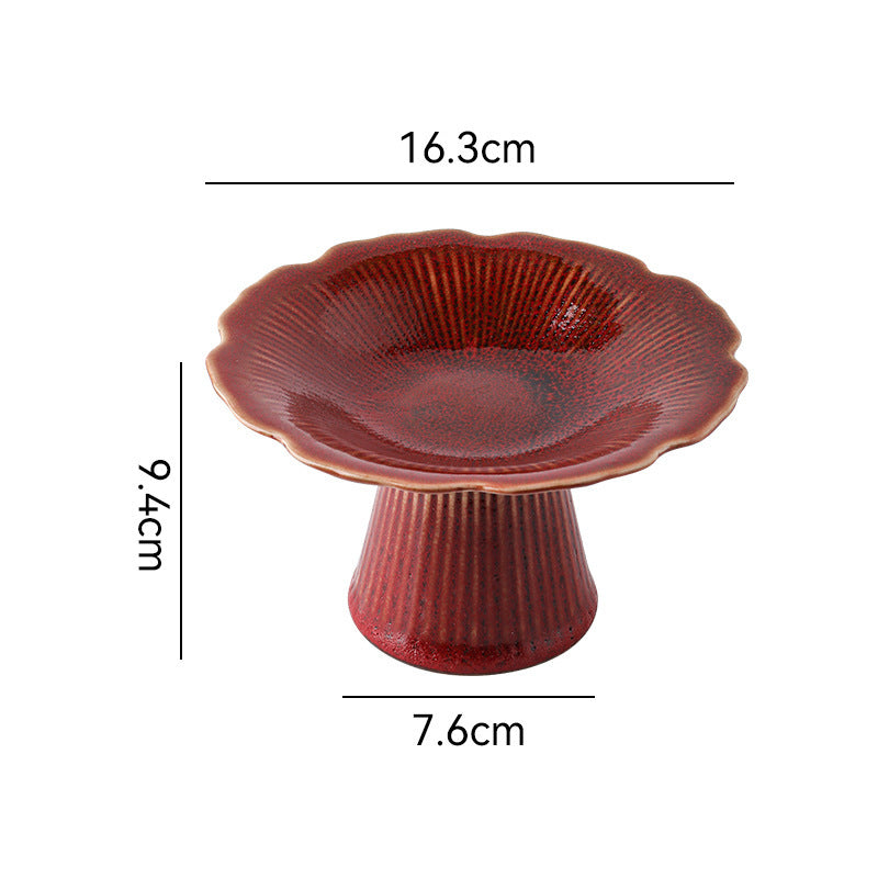 Vintage-inspired floral ceramic ice cream cup, dessert & snack plate, fruit tray - unique high-footed afternoon tea serving set