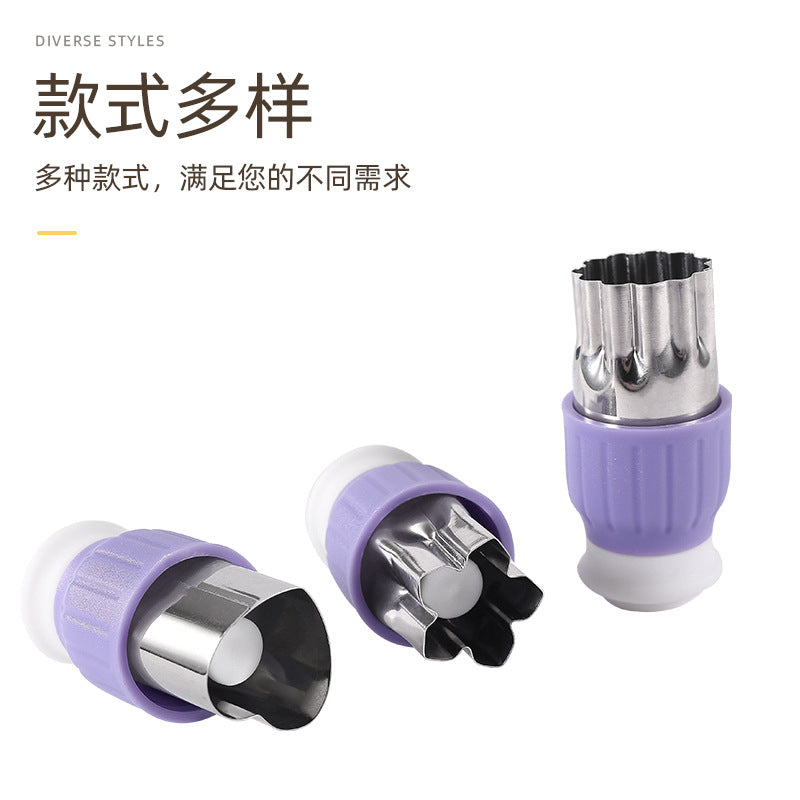 Factory's new 8-piece set of stainless steel lever-type vegetable and fruit cutters, butterfly mask printing molds, full hand protection
