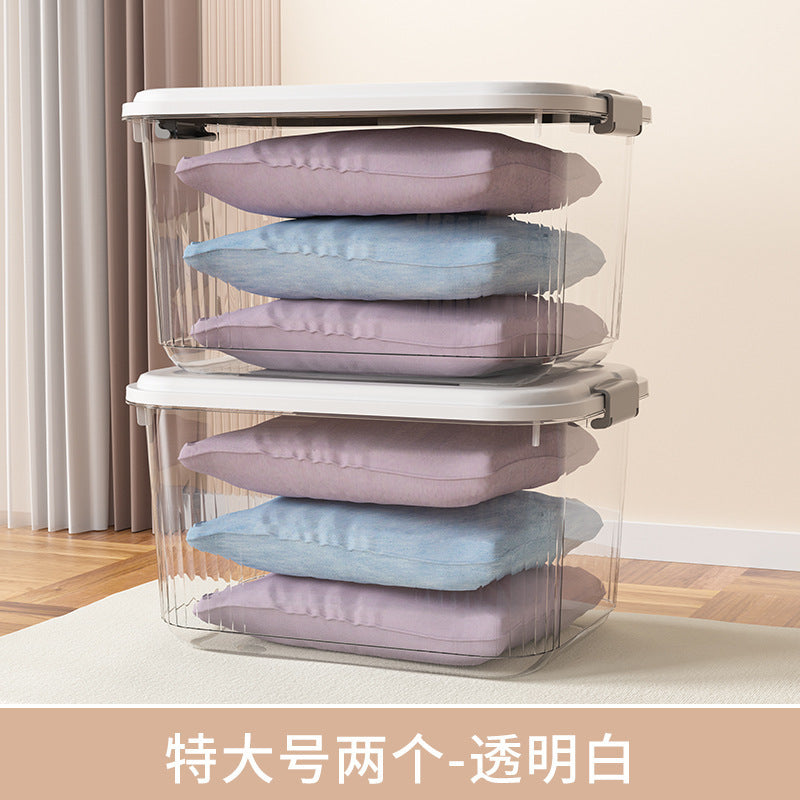 Household acrylic transparent storage box with lid, clothes storage box, household quilt sundries finishing basket wholesale