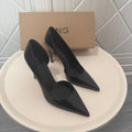 Spanish mng mango stone pattern dark brown high heels women's new pointed toe stiletto elegant sexy pumps