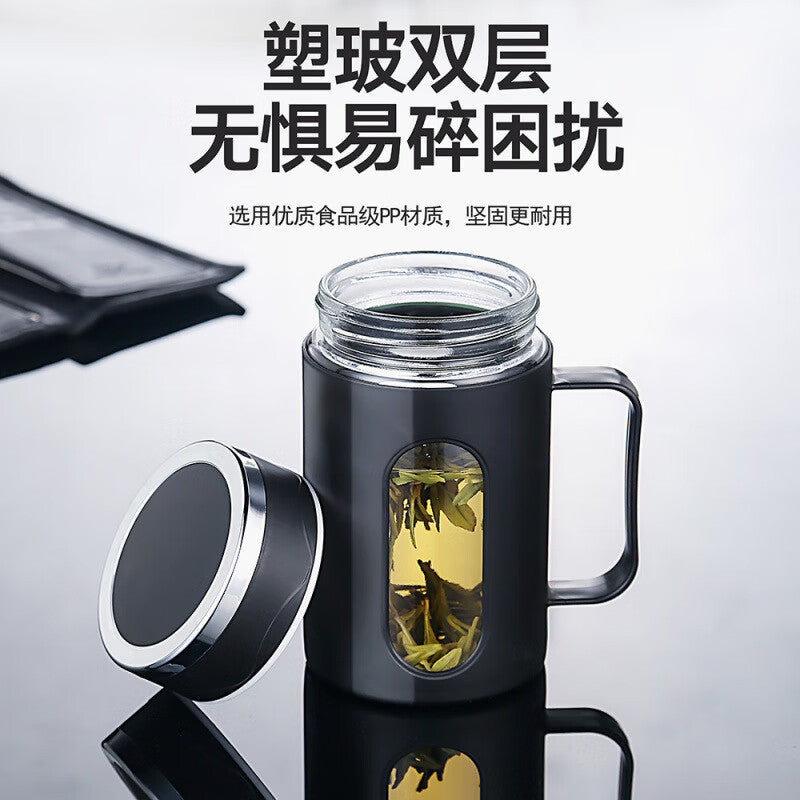 Tea infuser bottle, plastic & glass water bottle, business glass cup, double-walled insulated mug with handle, promotional gift tea cup
