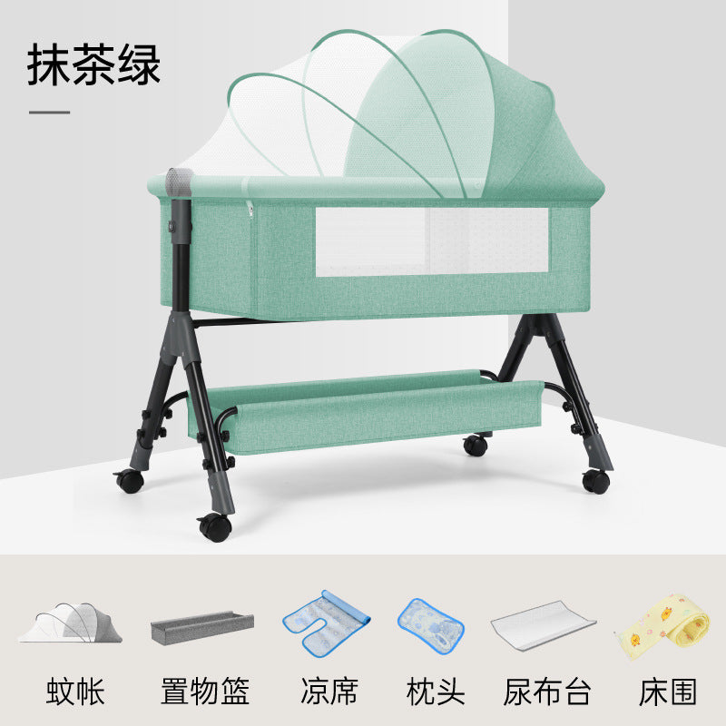 Baby crib convertible bed mobile foldable multifunctional cradle newborn bedside bed cross-border hot-selling baby bed