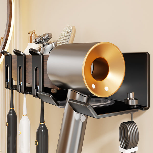 Walnut Hair dryer Shelf No punching toilet Toothbrush holder Storage Hair dryer holder Bathroom hanger