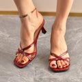 2025 niche style versatile square toe open toe roman sandals summer outdoor wear stiletto high heel slippers for women