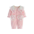 Autumn winter baby girl k-style super soft outing long sleeves khaki baby home casualfleece-lined romper cute