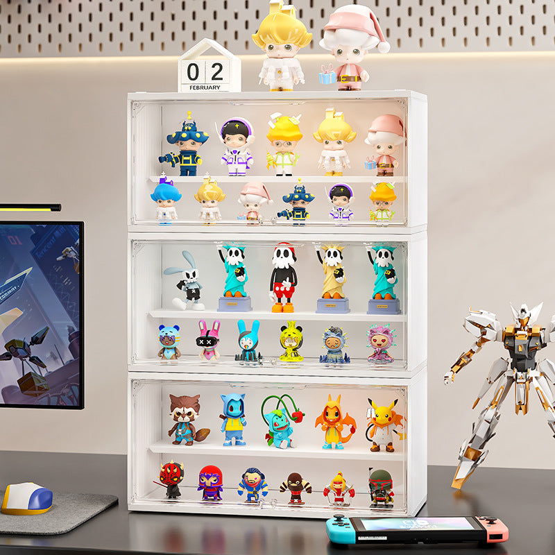 Container dust-proof blind box storage box can be stacked with grid tide play figure box desktop transparent doll blind box