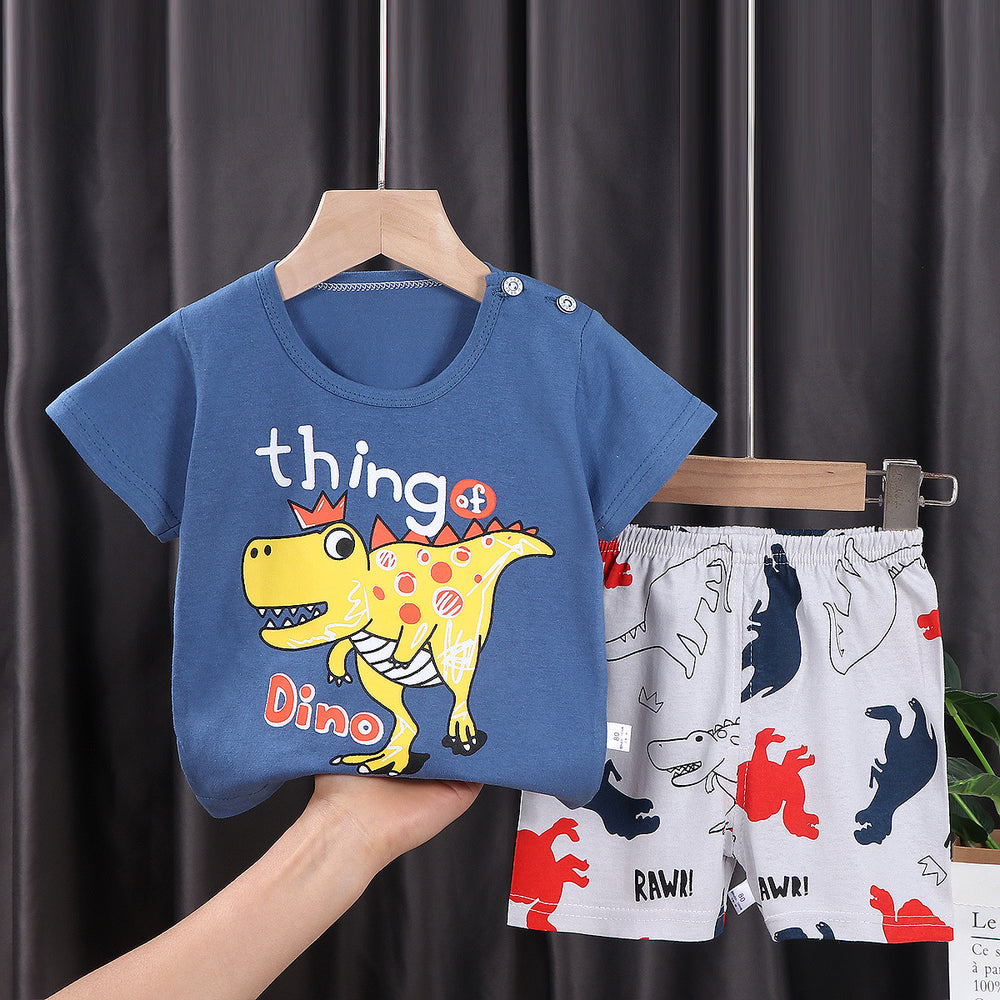 summer new arrival: 100% cotton kids' short-sleeve t-shirt and shorts set - korean style infant and toddler two-piece outfit