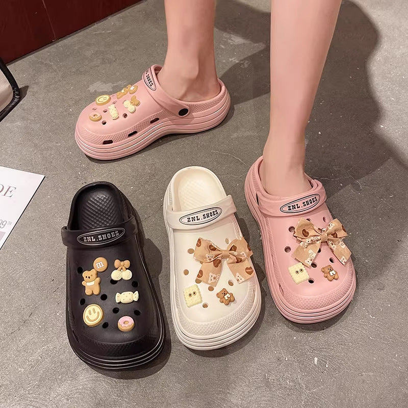 Thick sole crocs women's summer nurse heightenednon-slipsweet fairy style baotou sandals women's outwear ins trend