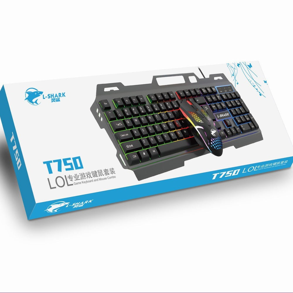 Lingsha t750 mechanical feel keyboard & mouse combo - wired metal keycap set for gaming, office, and desktop use