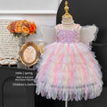 summer girls' dress - kids' rainbow winged gown tulle skirt puffy princess dress - clearance sale (limited sizes available)