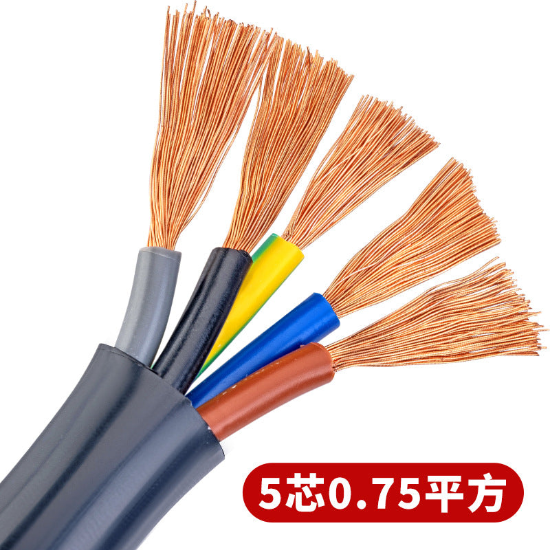 Pearl River wire and cable sheathed wire RVV 2 /3 /4 core square national standard pure copper core soft power cord 100 meters