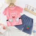 summer kids' short-sleeve set: toddler & children's pure cotton denim casual short-sleeve & shorts two-piece outfit - dropshipping available