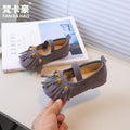 Vancahao girls' slip-on soft sole flats -  autumn new korean style kids' loafers with tassel leather shoes