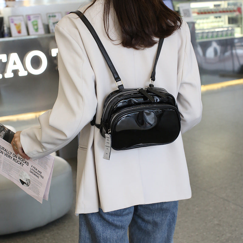 2025 new light glue black backpack large capacity casual simple versatile backpack women's solid color college style school bag