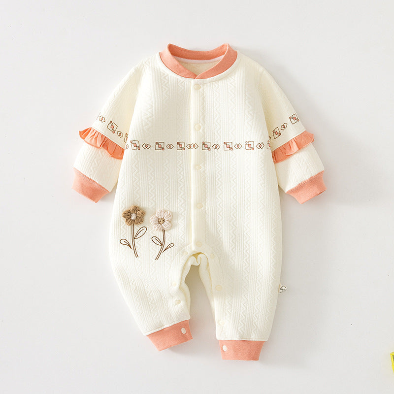 Babibele baby heattech one-piece baby boneless haki newborn three-layer quilted romper kids jumpsuit